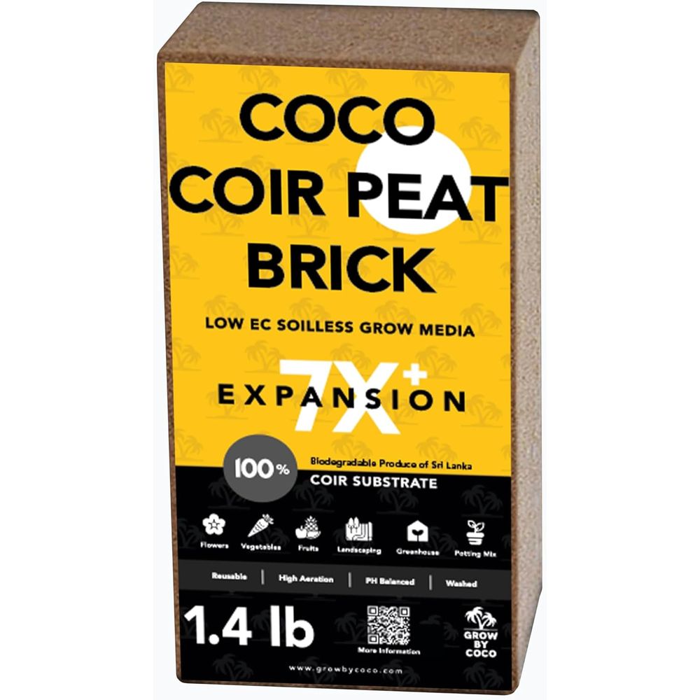 Substrate Coconut Fiber - 650gブリック - プレミアムオーガニックピートブリックまたは園芸土壌＆ポッティングミックス - 種子発芽土、ココナッツファイバー基質ミックス入り